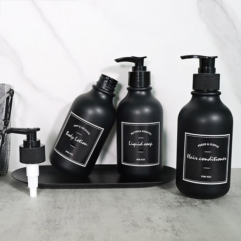 300 ml Muilo dozatorius Šampūnas Kūno prausiklis Kondicionierius Juoda Užpildomas tuščias butelis vonios dušo rinkinys Kelioninis dėklas