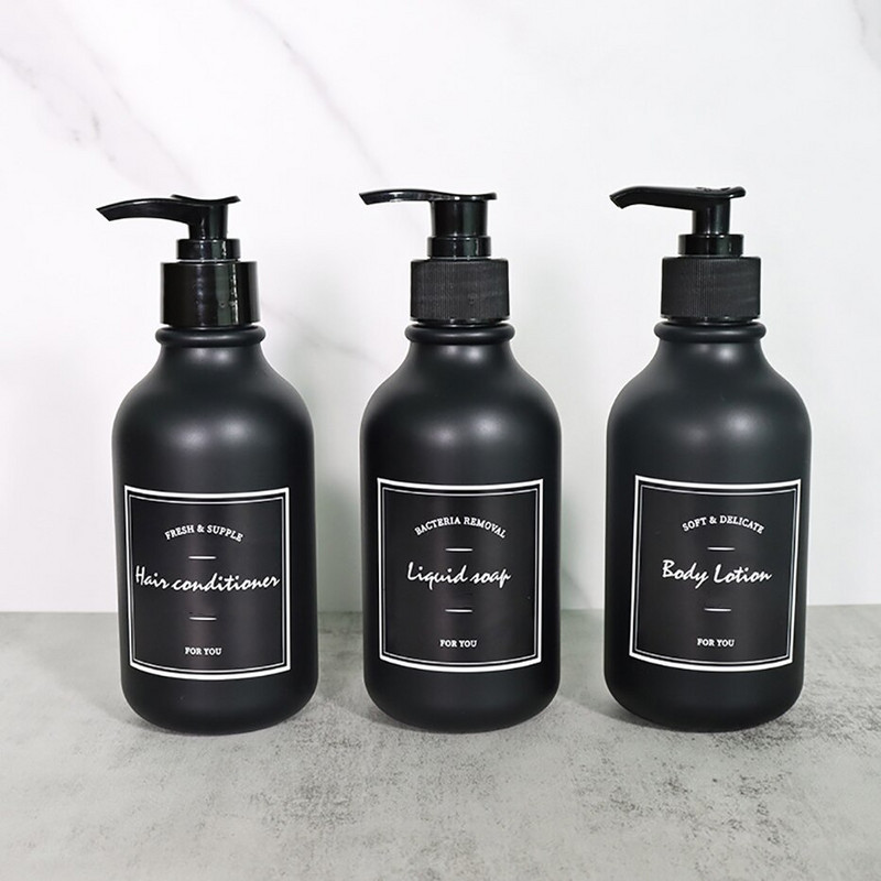 300 ml Muilo dozatorius Šampūnas Kūno prausiklis Kondicionierius Juoda Užpildomas tuščias butelis vonios dušo rinkinys Kelioninis dėklas