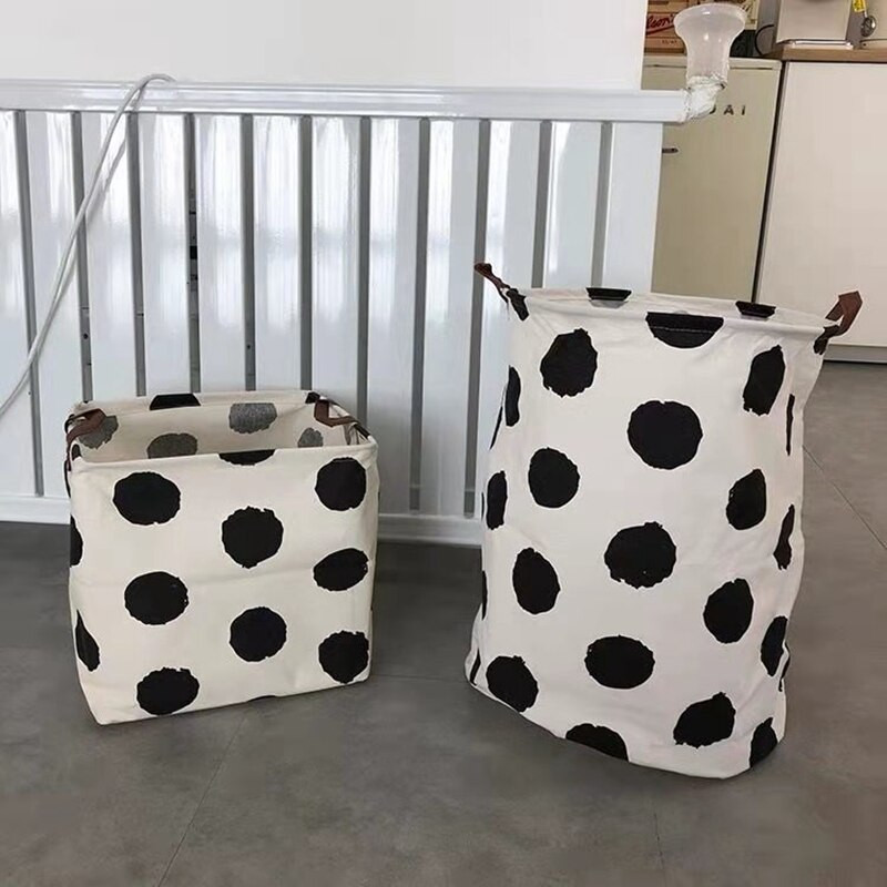 Pöttyös mosodai tároló kosár nagy kapacitású pamut piszkos ruha rendszerező fogantyúk mosodai akadályok összecsukható otthoni rendszerezők