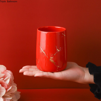 1 τμχ Nordic Red Ceramic Lotion Bottle Soap Dispenser Gargle Cup Θήκη οδοντόβουρτσας Αξεσουάρ μπάνιου Αξεσουάρ Προμήθειες γάμου