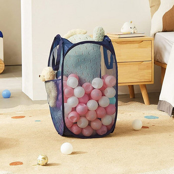 Сгъваема кошница за пране Дрехи за баня Мрежеста чанта за съхранение Кошница за сортиране на мръсно пране Детски играчки Съхранение на различни вещи Организирайте