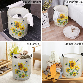 Farm Retro Flowers Sunflower Bee Dirty Laundry Basket Αδιάβροχα ρούχα Organizer Πτυσσόμενο καλάθι Πλυντήριο ρούχων Χάμπερ Καλάθι αποθήκευσης