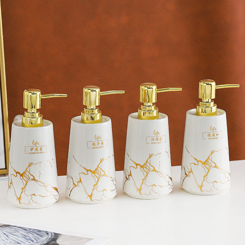 Európai stílusú kerámia kézfertőtlenítő lotion palack sampon flakon könnyű luxus szappanadagoló fürdőszobai kiegészítők