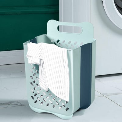 Falra szerelhető mosodai kosár Összehajtható műanyag szennyeskosár Összecsukható szennyeskosár akadály Hordozható nagy kapacitású piszkos