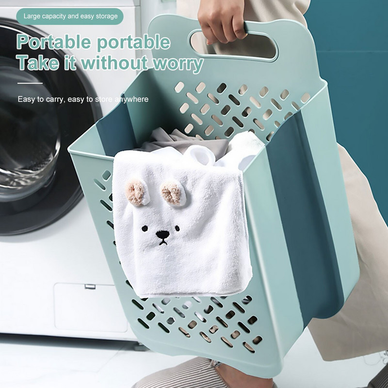 Falra szerelhető mosodai kosár Összehajtható műanyag szennyeskosár Összecsukható szennyeskosár akadály Hordozható nagy kapacitású piszkos