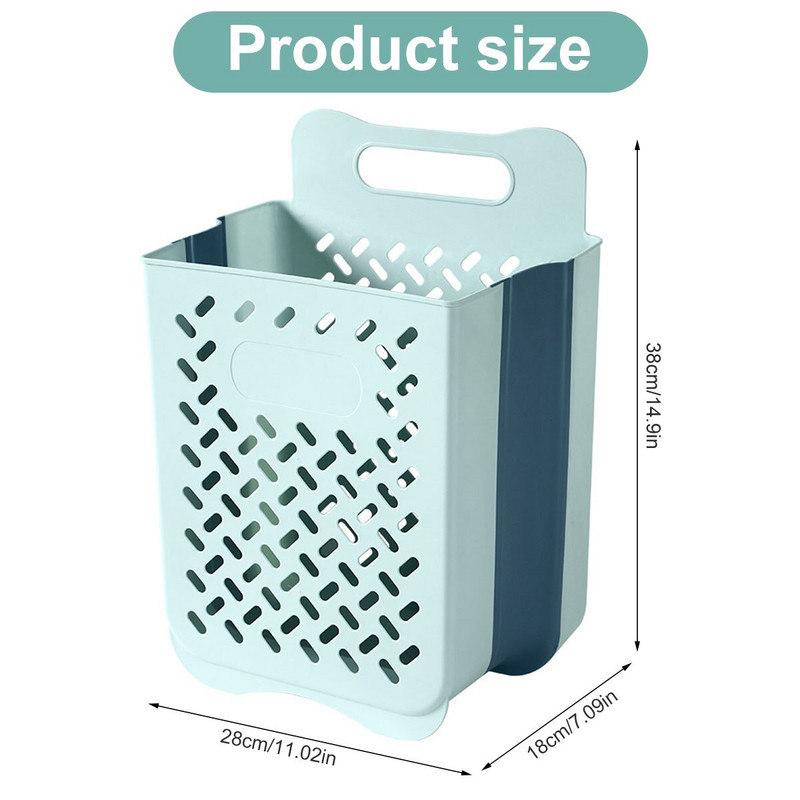 Falra szerelhető mosodai kosár Összehajtható műanyag szennyeskosár Összecsukható szennyeskosár akadály Hordozható nagy kapacitású piszkos