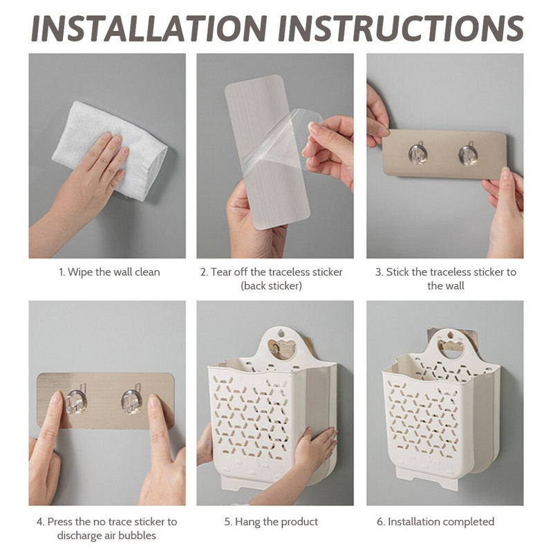 Fürdőszoba Falra szerelhető összecsukható koszos kosár nagy kapacitású piszkos ruhák tároló mosodai kosár Fürdőszoba tárolási kiegészítők