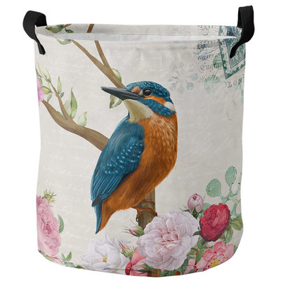Tavaszi cseresznyevirág kolibri piszkos szennyes kosár Összehajtható otthoni szervező kosár ruházat gyerek játék tároló kosár