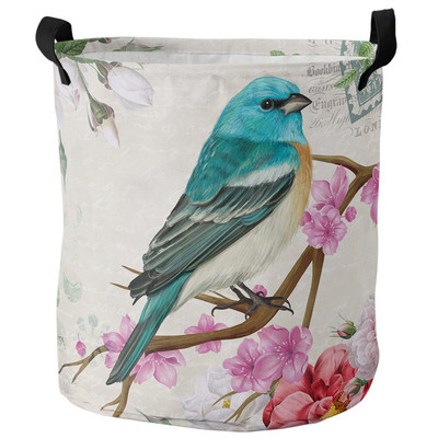 Tavaszi cseresznyevirág kolibri piszkos szennyes kosár Összehajtható otthoni szervező kosár ruházat gyerek játék tároló kosár