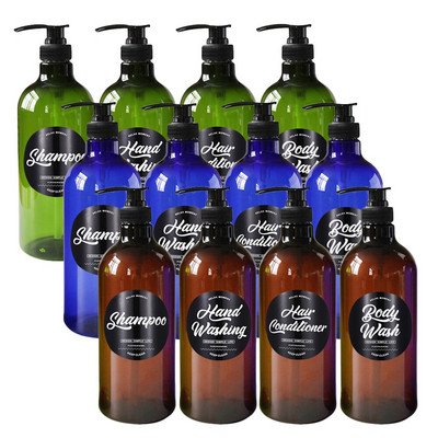 4 az 1-ben fürdőszobai tusfürdő szett 1000 ml/33.8oz Press szappanadagoló flakonok sampon testmosó hajbalzsam kézmosó flakon