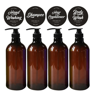 4 az 1-ben fürdőszobai tusfürdő szett 1000 ml/33.8oz Press szappanadagoló flakonok sampon testmosó hajbalzsam kézmosó flakon