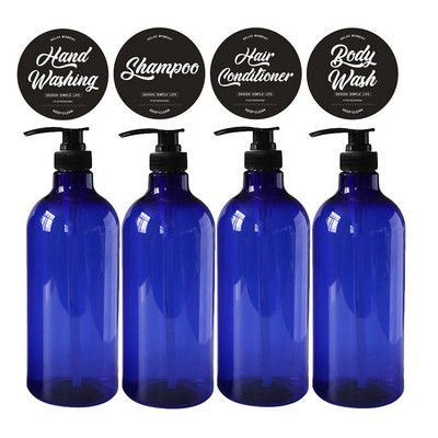 4 az 1-ben fürdőszobai tusfürdő szett 1000 ml/33.8oz Press szappanadagoló flakonok sampon testmosó hajbalzsam kézmosó flakon