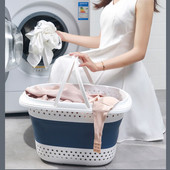 Nordic hordozható összecsukható mosodai kosár fogantyús kád műanyag piszkos tároló kosár nagy háztartási szennyes kosár, ruhák vödör