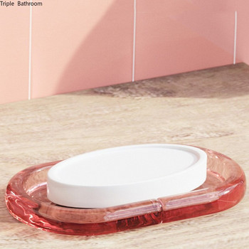 1 τεμ. Γυάλινη ροζ σαπουνάδα δοσομετρητής ελαφρύ πολυτελές στυλ Διαφανής δίσκος σαπουνιού Gargle Cup Container Αξεσουάρ μπάνιου σπιτιού Προμήθειες