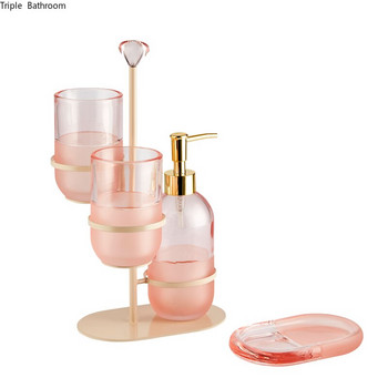 1 τεμ. Γυάλινη ροζ σαπουνάδα δοσομετρητής ελαφρύ πολυτελές στυλ Διαφανής δίσκος σαπουνιού Gargle Cup Container Αξεσουάρ μπάνιου σπιτιού Προμήθειες