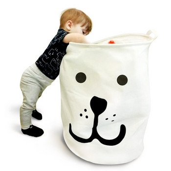 Памучно бельо Кош за мръсно пране Сгъваем кръгъл водоустойчив органайзер Кофа Облекло Детска играчка Голям капацитет за съхранение Дом