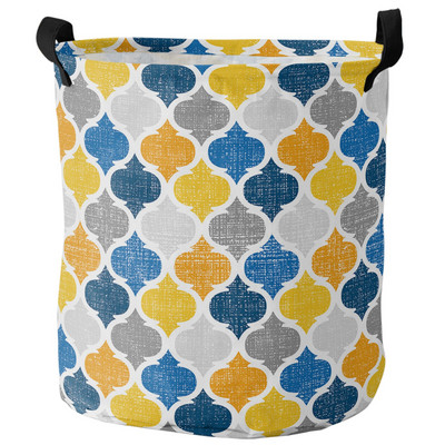 Geometrijska žuto siva vintage marokanska košara za prljavo rublje Sklopiva košara za kućni organizator Odjeća Košara za pohranu dječjih igračaka