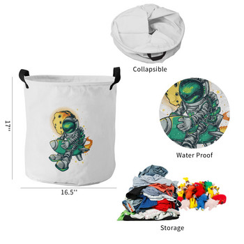 Astronaut Rocket Planet Illustration Βρόμικο καλάθι πλυντηρίων Πτυσσόμενο σπίτι Organizer Καλάθι Παιδικά ρούχα Καλάθι αποθήκευσης παιχνιδιών