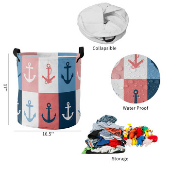 Splice Sea Anchor Кошница за мръсно пране Сгъваема кръгла водоустойчива кошница за домашен органайзер Облекло Кошница за съхранение на детски играчки