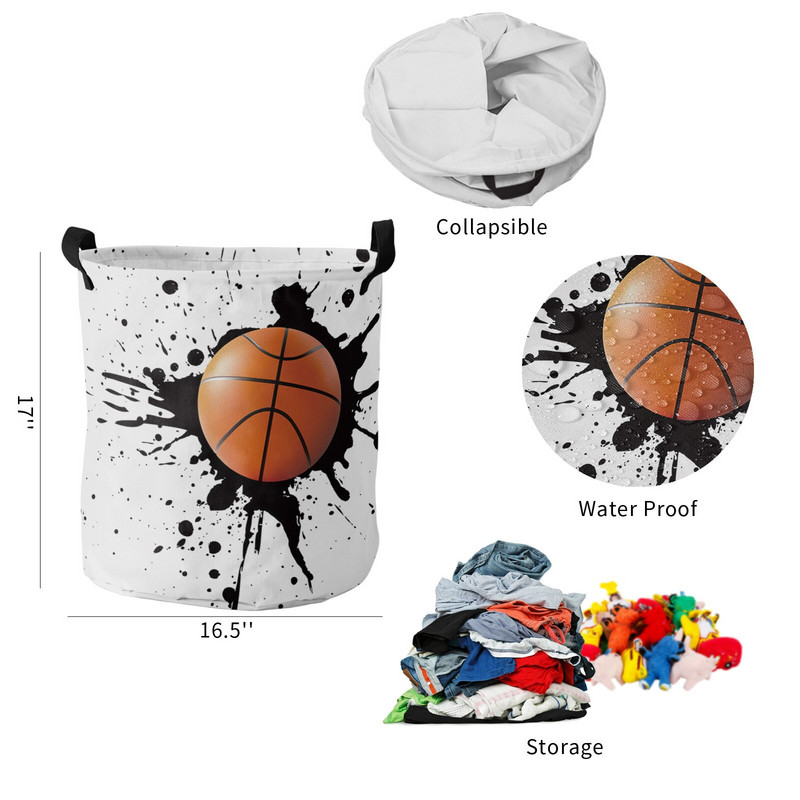 Ink Splash Kosárlabda Sport Piszkos szennyes kosár Összecsukható Vízálló Otthon Szervező Kosár Ruházat Gyermekjátékok Tárolókosár
