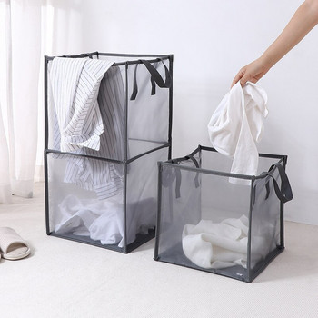 Кошница за дрехи за мръсно пране Сгъваема решетка от плат Съхранение на домакински дрехи Голям капацитет Чанта за довършителни работи в банята