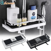 Dušo laikymo laikiklis Vonios kambario lentyna stulpeliai Lentynos Šampūnas Padėklas Stovas be gręžimo Kėlimo strypas Dušo galvutės laikiklio stovo organizatorius