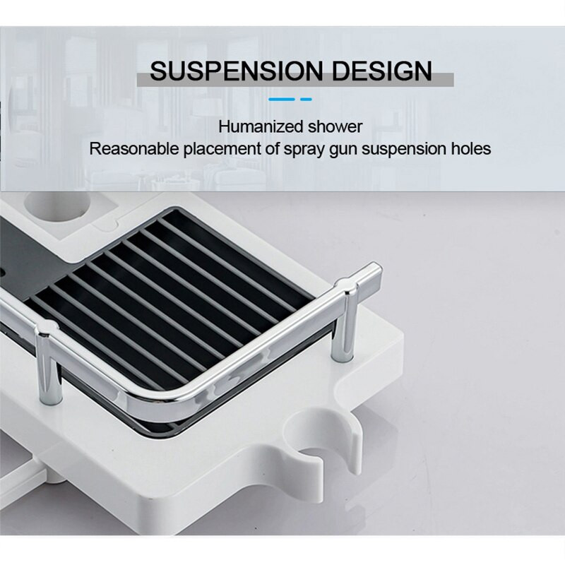 Dušo laikymo laikiklis Vonios kambario lentyna stulpeliai Lentynos Šampūnas Padėklas Stovas be gręžimo Kėlimo strypas Dušo galvutės laikiklio stovo organizatorius