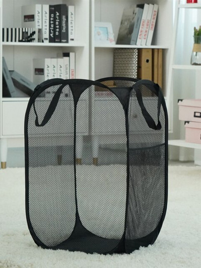 Coș de rufe pliabil, de capacitate mare, găleată de depozitare a jucăriilor, geantă de depozitare a resturilor din plasă verticală de uz casnic, organizator de dormitor pentru baie