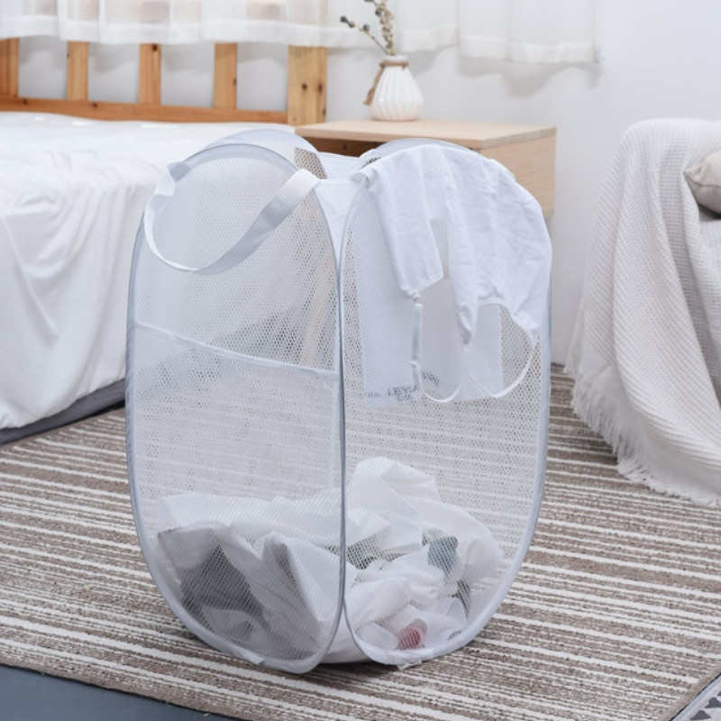 Coș de rufe pliabil, de capacitate mare, găleată de depozitare a jucăriilor, geantă de depozitare a resturilor din plasă verticală de uz casnic, organizator de dormitor pentru baie