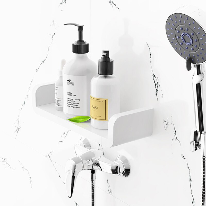 Nauja prie sienos montuojama vonios kambario lentyna balta makiažo laikiklis, didelė talpa virtuvės buitiniams vonios kambario priedams