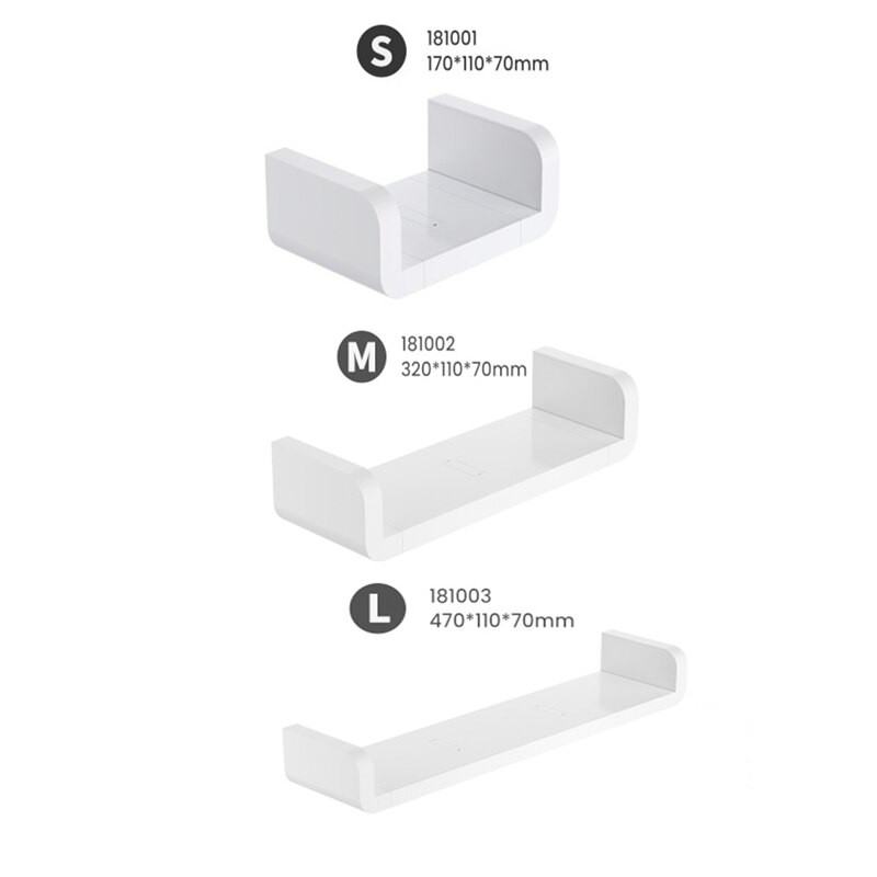 Nauja prie sienos montuojama vonios kambario lentyna balta makiažo laikiklis, didelė talpa virtuvės buitiniams vonios kambario priedams