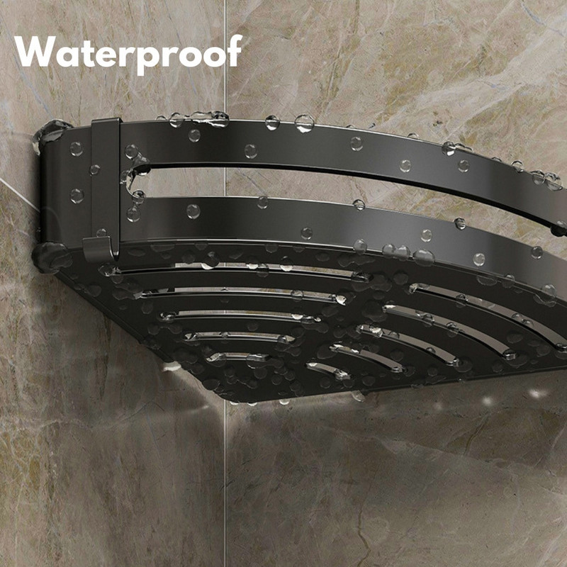 Vonios kambario lentynų rinkinys Juoda dušo laikymo lentyna su kabliukais Tualeto balinimo stovas Šampūno laikiklis Kampinė lentyna Vonios kambario priedai