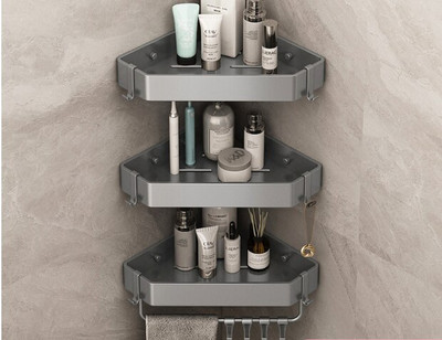 Vonios lentynos Pistoletas Pilka trikampė lentyna Dušo laikymo lentynos laikiklis Sieninis tualeto tvarkytuvas Vonios kambario virtuvės priedai