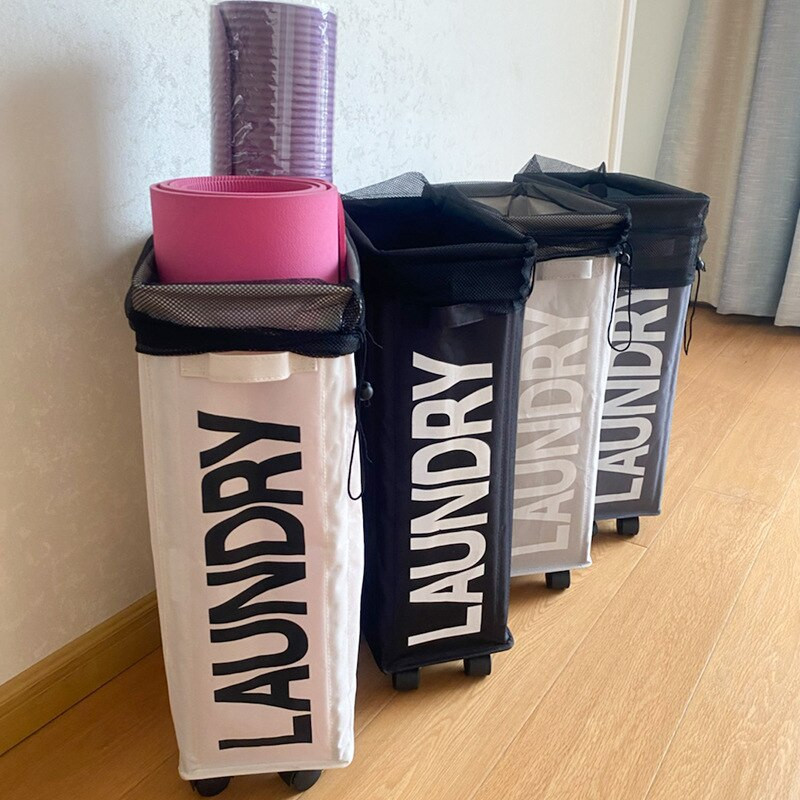 Coș de rufe rulant de uz casnic cu roți Coș de rufe pliabil Căptușeală din plasă Organizator de sac de rufe rezistent la apă