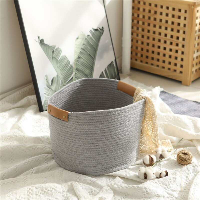 Szőtt tároló kosár pamut kötél játék mosodai tároló kosár kötél tároló láda játéktörülköző takaróhoz gyerekszoba szervezés