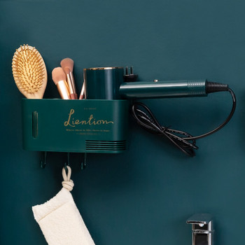 Universal rack στεγνωτήρα μαλλιών χωρίς διάτρηση ράφι αποθήκευσης ραφιών μπάνιου αδιάβροχο ράφι οργάνωσης μπάνιου ράφια για τοίχο Νέο