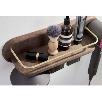 Για Dyson Blower Rack Διακόσμηση σπιτιού Ακροφύσια βάσης αποθήκευσης μπάνιου Βάση για πιστολάκι μαλλιών Ξύλινο ξύλο καρυδιάς Organizer Βάση τοποθέτησης στον τοίχο