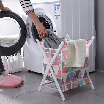 Сгъваема водоустойчива кошница за пране Х-рамка Чанта за дрехи Преносим кош за пране Кошница Съхранение Голям капацитет за домашни апартаменти