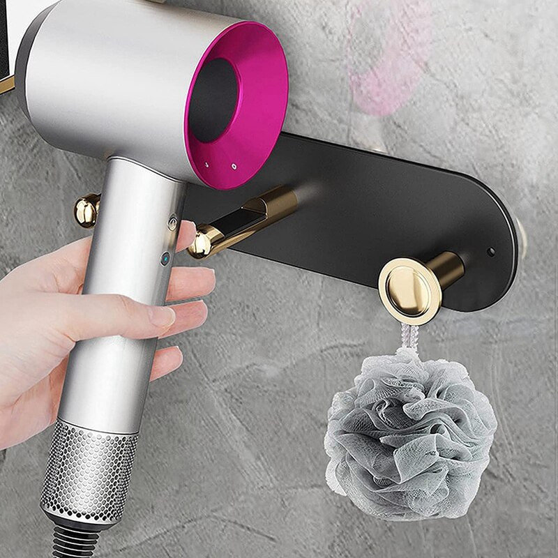 Hajszárító tartó Falra szerelhető, Hajápoló Styling Tool Rendszerező Fürdőszobához és Fodrászathoz Dyson Hajszárítóhoz
