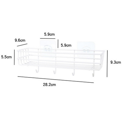 Falra szerelhető fürdőszobai polcok Zuhany sampon tartó Függő kosár Lebegő tároló polc horogvas konyhai állvány rendszerezővel