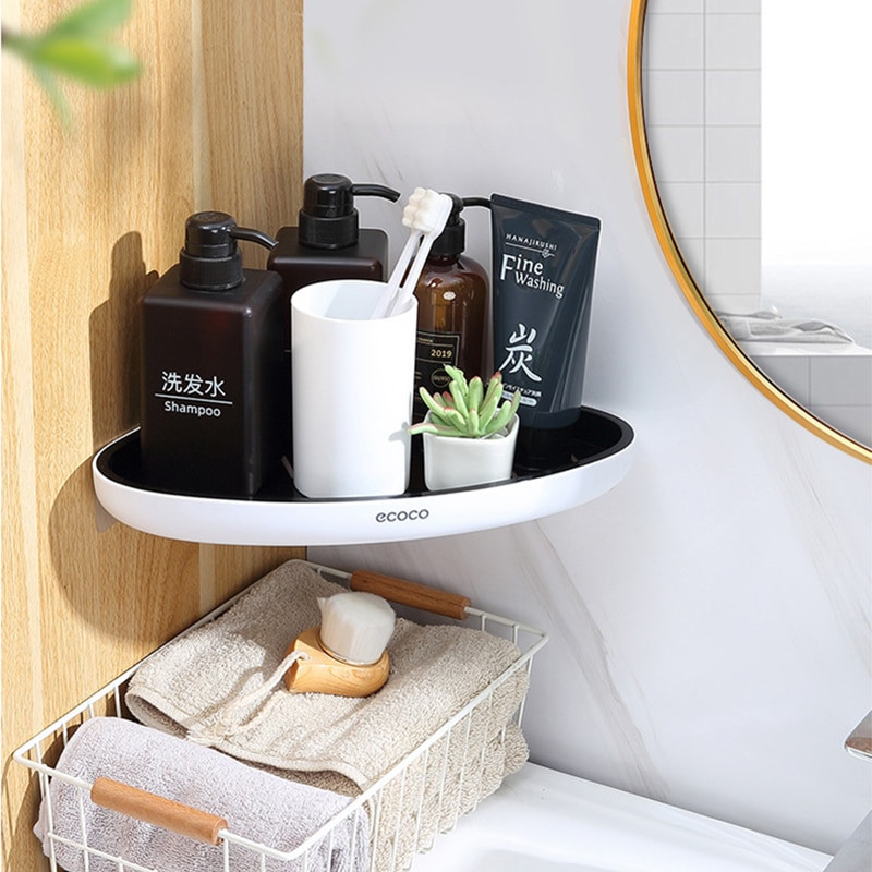 Ecoco zidna polica za kupaonicu Zidne police za skladištenje bez bušenja Stalak za ručnike za šampon Kupaonski pribor Kuhinjski organizator