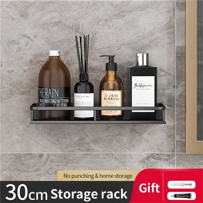 Fürdőszoba falra szerelhető tároló állvány üreges, állítható tárolópolc, vastagított teherhordó vízálló állványos WC-tartozékok