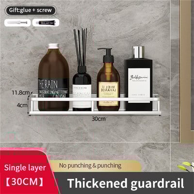 Fürdőszoba falra szerelhető tároló állvány üreges, állítható tárolópolc, vastagított teherhordó vízálló állványos WC-tartozékok