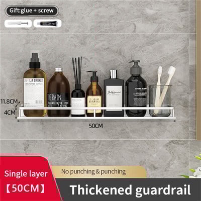 Fürdőszoba falra szerelhető tároló állvány üreges, állítható tárolópolc, vastagított teherhordó vízálló állványos WC-tartozékok