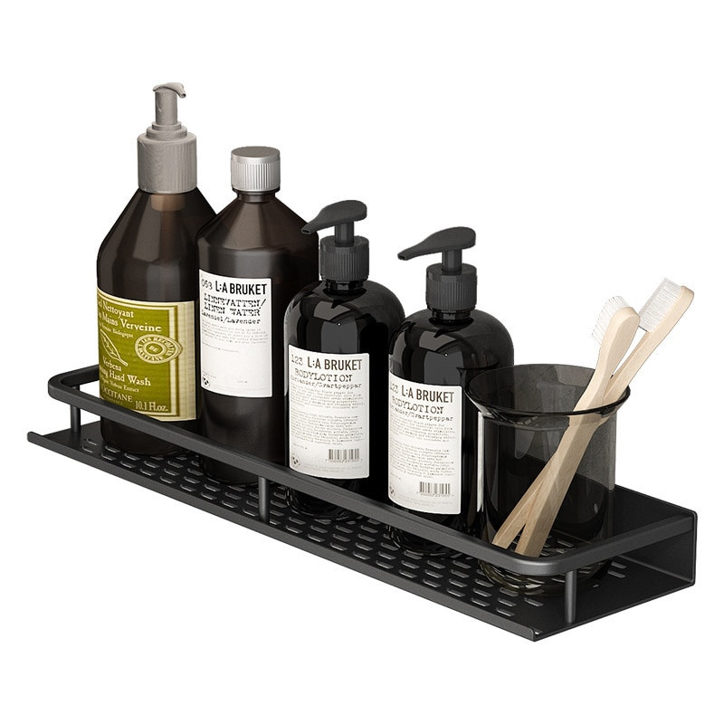 Fürdőszoba falra szerelhető tároló állvány üreges, állítható tárolópolc, vastagított teherhordó vízálló állványos WC-tartozékok