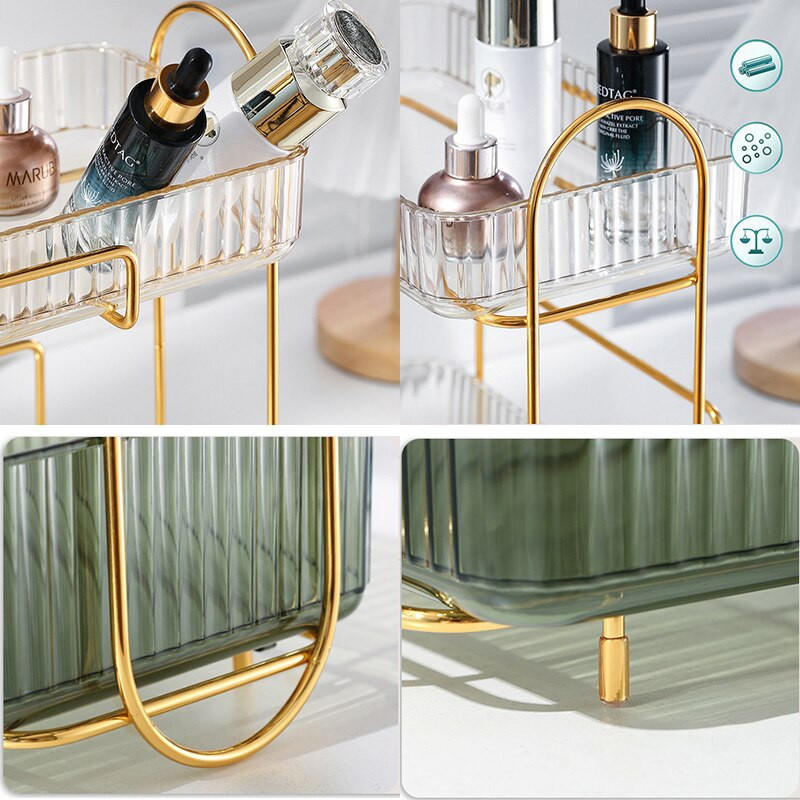 Raft de depozitare cosmetice la modă de lux Baie de birou Raft de machiaj Organizator Ruj Parfum Cutie de depozitare pentru produse de îngrijire a pielii