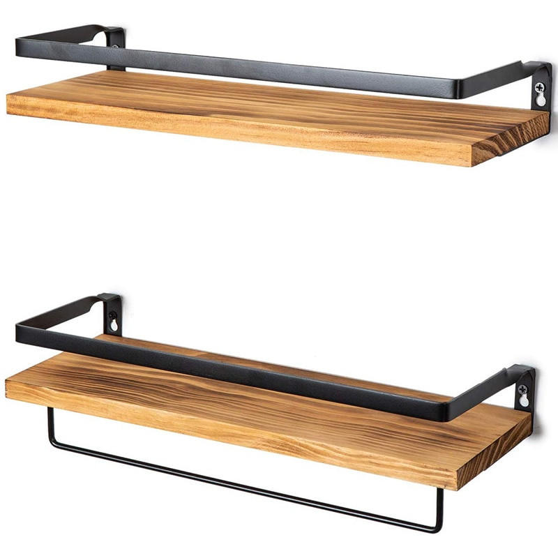 Антични плаващи стенни рафтове Плаващи стенни рафтове Дървени плаващи рафтове-Декоративни складове за кухня, баня и спалня-Bro