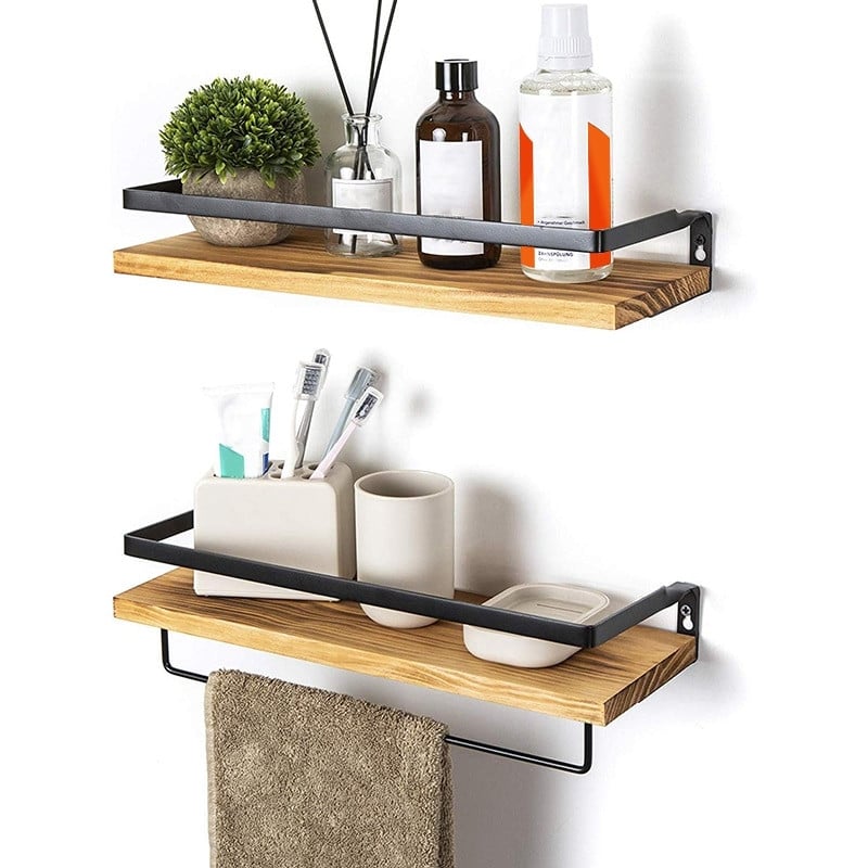 Антични плаващи стенни рафтове Плаващи стенни рафтове Дървени плаващи рафтове-Декоративни складове за кухня, баня и спалня-Bro