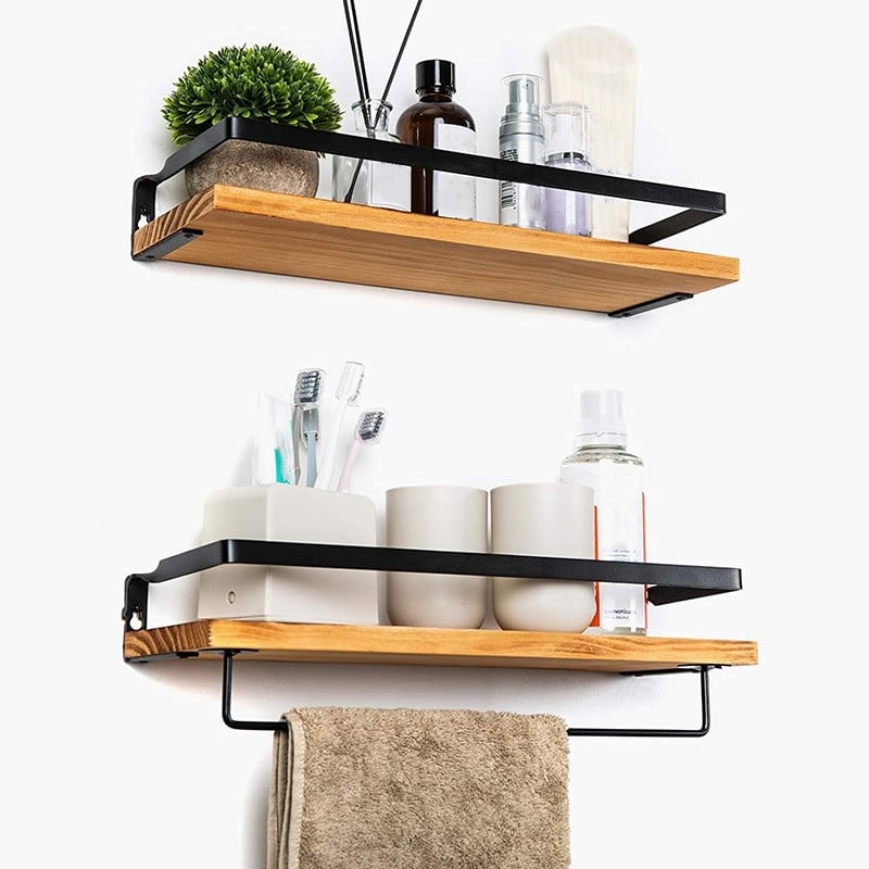 Антични плаващи стенни рафтове Плаващи стенни рафтове Дървени плаващи рафтове-Декоративни складове за кухня, баня и спалня-Bro