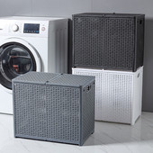 Sulankstomas skalbinių krepšelis įvairių reikmenų konteineris su dangteliu pertvara Skalbiniai Sulankstomi nešvarių drabužių krepšelis Vonios kambarys Miegamojo sandėliukas